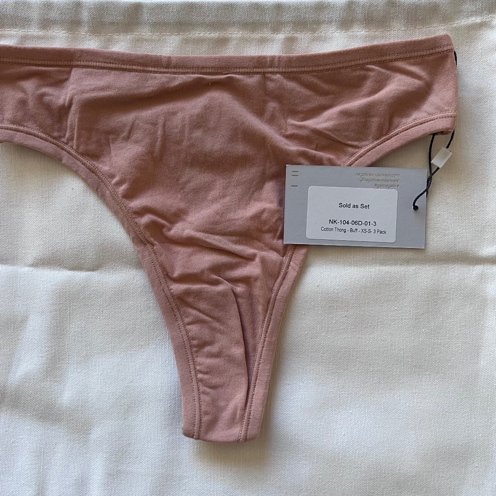 Negative Underwear Thong XS-S Pack of Three, Nude, New with Tags